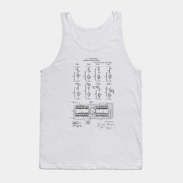 Electric Dynamic Motor Vintage Patent Hand Drawing Tank Top by TheYoungDesigns